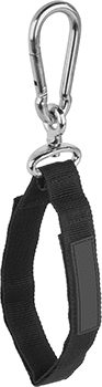 Image of Product. Front orientation. Mountable Hook and Loop Cable Strap, Carabiner-Mount with 360 Degree Rotation, 24" Long.