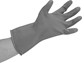 Image of ProductInUse. Front orientation. Gloves. Latex Chemical-Resistant Gloves, Gloves.