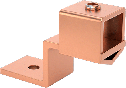 Image of Product. Back orientation. Copper Set Screw Lug, Offset, for 4/0-500 MCM Wire Gauge.