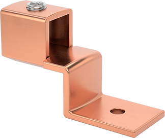 Image of Product. Front orientation. Copper Set Screw Lug, Offset, for 4/0-500 MCM Wire Gauge.