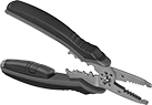 Image of Product. Front orientation. Wire Stripper/Crimpers. Electrical Wire Stripper/Crimpers, With Plier Nose, Bolt Cutter, Wire Cutter, and Voltage Detector.