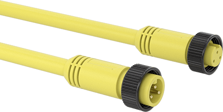 Image of Product. Front orientation. Mini Cord, Plug x Straight Socket, Internal Threads, 3 Poles, 6' Long.