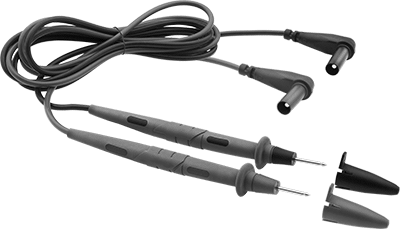 Image of Product. Front orientation. Exploded view. Test Lead Set, with Notched Probe Tip.