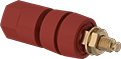 Image of Product. Front orientation. Binding Posts. Through-Panel-Mount Binding Posts, Single Hex-Head Post, Gold-Plated Brass, Red.