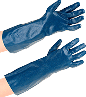 Image of Product. 15 3/4" Lg.. Front orientation. Contains MultipleImages. Gloves. Metal-Detectable Coated Work Gloves, Nitrile with Nitrile-Coated Full Hand, 15 3/4" Long.