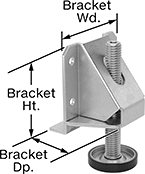 Image of Product. Style 2. Front orientation. Contains Annotated. Leveling Mounts. Rigid Leveling Mounts with Bracket, Style 2, 4 Mounting Holes.