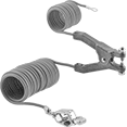 Image of Product. Retracting Cable with Three Connections. Front orientation. Bonding and Grounding Clamps. Bonding and Grounding Clamps with Cable.