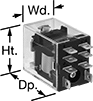 Image of Product. 8-Terminal Relay (1 Circuit Controlled). Front orientation. Contains Annotated. Relays. Compact Spade-Terminal Relays, 1 Circuit Controlled, 0.9" Wide, 1.6" Deep.