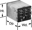 Image of Product. 11-Terminal Relay. Front orientation. Contains Annotated. Relays. Compact Spade-Terminal Relays, 3 Circuits Controlled, 1.2" Wide, 1.6" Deep.
