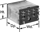 Image of Product. 14-Terminal Relay. Front orientation. Contains Annotated. Relays. Compact Spade-Terminal Relays, 4 Circuits Controlled, 1.6" Deep.