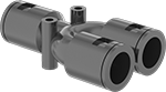 Image of Product. Snap-In Connection. Front orientation. Conduit and Fittings. Flexible Plastic (MPT) Conduit and Fittings, Wye, Connector Fitting, Snap-In Conduit Connection.