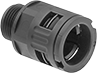 Image of Product. Snap-In × Threaded. Front orientation. Conduit and Fittings. Flexible Plastic (MPT) Conduit and Fittings, Connector Fitting, Straight, Snap-In Conduit Connection × Threaded Knockout Connection.