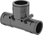 Image of Product. Snap-In Connection. Front orientation. Conduit and Fittings. Flexible Plastic (MPT) Conduit and Fittings, Reducer Fitting, Tee, Snap-In Conduit Connection.