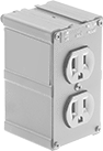Image of Product. Front orientation. Power Connectors. Surge-Suppressing Straight-Blade Adapters, Surge-Suppressing Adapters with Circuit Breaker.