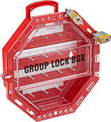 Image of ProductInUse. Style A (Padlocks Not Included). Front orientation. Lockouts. Portable/Wall-Mount Group Lockout Boxes, Style A.