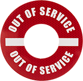 Image of Product. Front orientation. Fire Hydrant Markers. Red/White Message, Red.