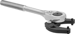 Image of ProductInUse. Shown with Ratchet Wrench (Not Included). Front orientation. Spanner Wrenches. Square Drive Dual-Size Adjustable Pin Spanner Wrenches for Holes on the Face.