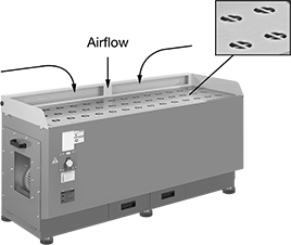 Image of Product. Front orientation. Contains Annotated, Inset. Downdraft Tables. Downdraft Tables for Metalworking.