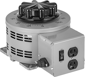 Image of Product. Front orientation. Variable-Voltage Transformer, Bench-Top, 120V AC to 0-140V AC, 3080VA Output.