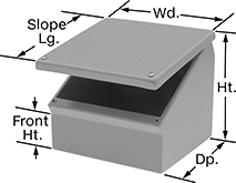 Image of Product. Front orientation. Contains Annotated. Electrical Enclosures. Dust-Tight Sloped Enclosures.