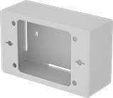 Image of Product. Front orientation. Raceway and Fittings. Low-Profile Raceway and Fittings, Rectangle Outlet Boxes, 1-Gang Outlet Boxes.
