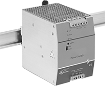 Image of ProductInUse. Front orientation. Power Supplies. Heavy Duty Motor-Starting DIN-Rail-Mount Power Supplies, Single Phase, Screw-Clamp Terminal Input and Output Connection—With Output Voltage Signal.