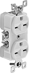 Image of Product. Front orientation. Power Connectors. Corrosion-Resistant Straight-Blade Connectors, Outlet-Box-Mount Female Receptacles, Duplex.