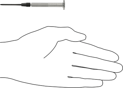Image of Product. Side1 orientation. Contains SizingReference. Precise-Control Screwdriver, Black-Oxide Steel, Number 1 Phillips.