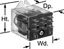 Image of Product. 11 Terminals. Front orientation. Contains Annotated. Relays. Spade-Terminal Relays, 3 Circuits Controlled, 1.3" Wide, 1.4" Deep.