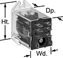 Image of Product. 8 Terminals (1 Circuit Controlled). Front orientation. Contains Annotated. Relays. Spade-Terminal Relays, 1 Circuit Controlled, 0.9" Wide, 1.4" Deep.