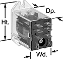 Image of Product. 8 Terminals (2 Circuits Controlled). Front orientation. Contains Annotated. Relays. Spade-Terminal Relays, 2 Circuits Controlled, 0.9" Wide, 1.4" Deep.