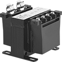 Image of Product. Transformer with Output Fuse Block. Front orientation. Output Fuse Block. Harsh-Environment High-Inrush Panel-Mount Transformers, 12V AC Output Voltage.