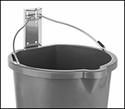 Image of ProductInUse. Bracket with Pail. Front orientation. Brackets. Heated Plastic Pails.