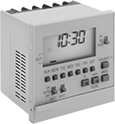 Image of Product. Front orientation. Timer Switches. Panel-Mount Set-to-the-Minute Time and Day Activated Switches, 7-Day Timing Cycle, 2 Circuits Controlled.
