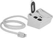 Image of Product. With Four Outlets and Straight Plug. Front orientation. Total of 4 Outlets. GFCI Outlet Strips, Straight End.