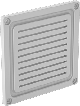Image of Product. Front orientation. Wet Environment Breather Vent, White, 5-3/8" Long x 5-3/8" Wide x 5/16" Overall.