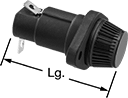Image of Product. Front orientation. Contains Annotated. Fuse Holders. UL Class Midget Panel-Mount Fuse Holders, 90° Elbow Quick-Disconnect Tab.