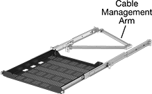 Image of System. Shelf with Cable Management Arm. Front orientation. Contains Annotated. Shelves. Shelves for Electronics Cabinets.