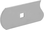 Image of Specification. Round Panel. Front orientation. ZoomedIn view. 1 5/16" Wide × 3" Long Round Panel Blade. Steel Blade Contoured-Surface Scraper Sets.