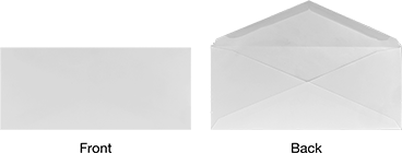 Image of Product. Front orientation. Contains Annotated, MultipleImages. Envelopes. Business Envelopes, Diagonal Seams, Gummed Seal.