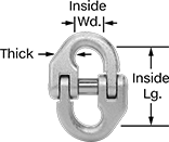 Image of Attribute. Front orientation. Contains Annotated. Chain Connecting Links. Removable Figure-Eight Chain Connecting Links—Not for Lifting.
