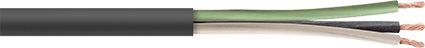 Image of Product. Front orientation. Cable, SJEOOW, Black Outer Insulation, 12 Gauge, 3 Wires.