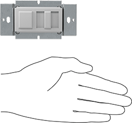 Image of Product. Side1 orientation. Contains SizingReference. Light Dimmer, Push Button with Slide Dimmer, 1 Circuit, 3 Terminals.