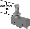 Image of Attribute. Style D. Front orientation. Contains Annotated. Snap-Acting Switches. Snap-Acting Switches, Roller Plunger Actuator Style for 1/2" Diameter Panel Cutouts, Style D.