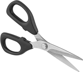 Image of Product. Straight Handle with Pointed Blade Tip. Front orientation. Scissors. Lightweight Scissors, Straight Handle.