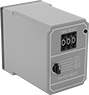 Image of Product. Relays with 2 Circuits Controlled and Push Button. Front orientation. Timer Relays. Timer Relays, 2 Circuits Controlled, Timing-Adjustment Push Button.