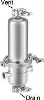 Image of Product. Front orientation. Contains Annotated. Compressed Air Filters. Sanitary Compressed Air Filters for Oil, Particle, and Bacteria Removal.