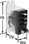 Image of Product. 5 Terminals. Back orientation. Contains Annotated. Relays. Spade-Terminal Relays, 1 Circuit Controlled, 1.8" Wide, 1.16" Deep.