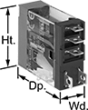 Image of Product. 5-Terminal Relay. Front orientation. Contains Annotated. Relays. Thin Spade-Terminal Relays, 1 Circuit Controlled, 0.5" Wide, 1.4" Deep.