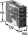 Image of Product. 8-Terminal Relay. Front orientation. Contains Annotated. Relays. Thin Spade-Terminal Relays, 2 Circuits Controlled, 0.5" Wide, 1.4" Deep.